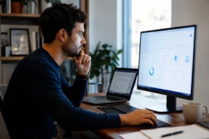 Hombre trabajando en oficina moderna